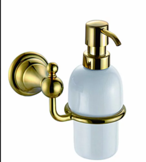 Дозатор жидкого мыла Azario ELVIA AZ-91112G подвесной, керамический, золото